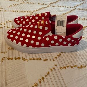 Disney Red and White Polka Dot Slip-On Sneakers